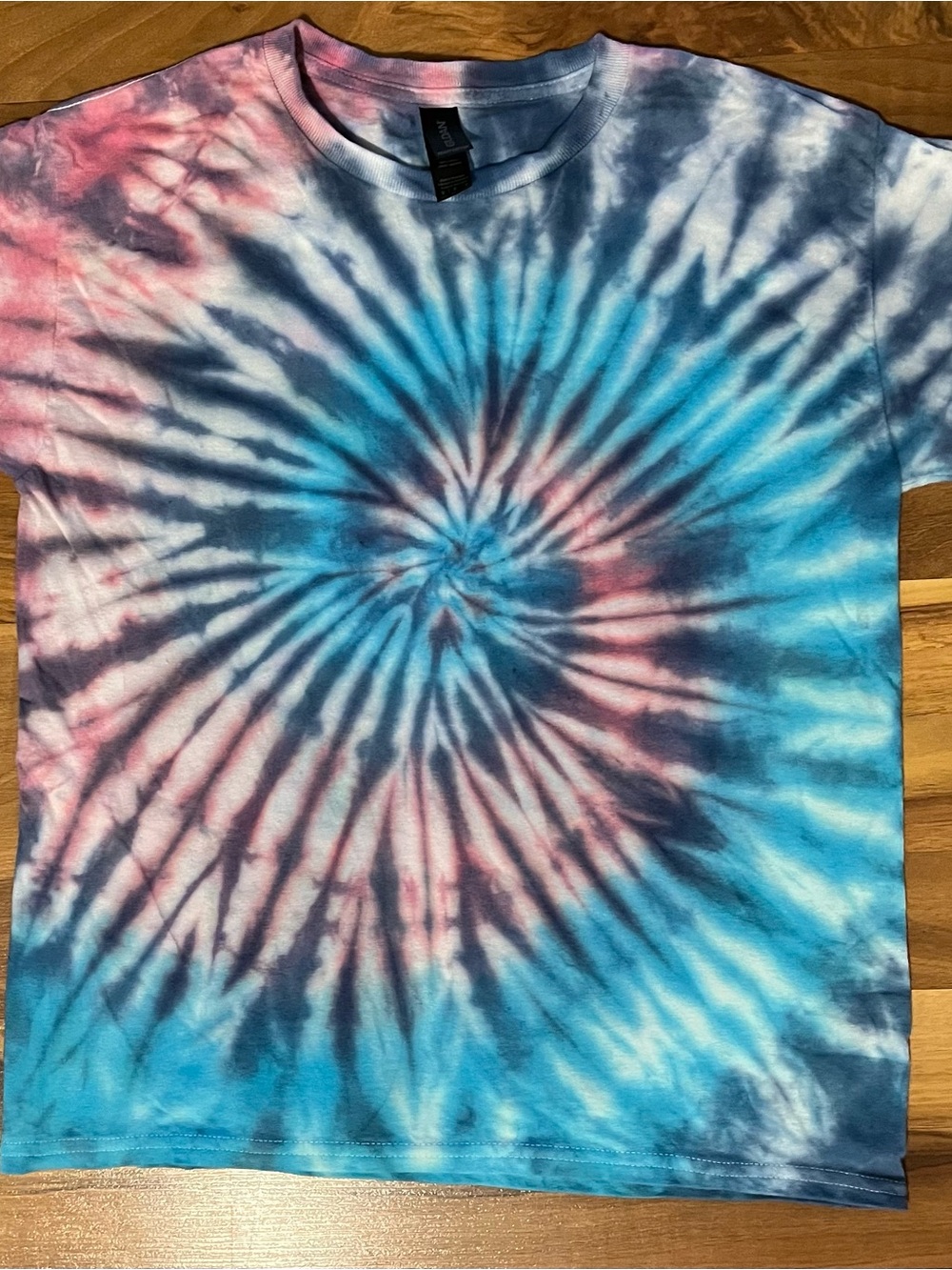 Unisex Fourth of July Tie-Dye Spiral T-Shirt - Blue & Pink